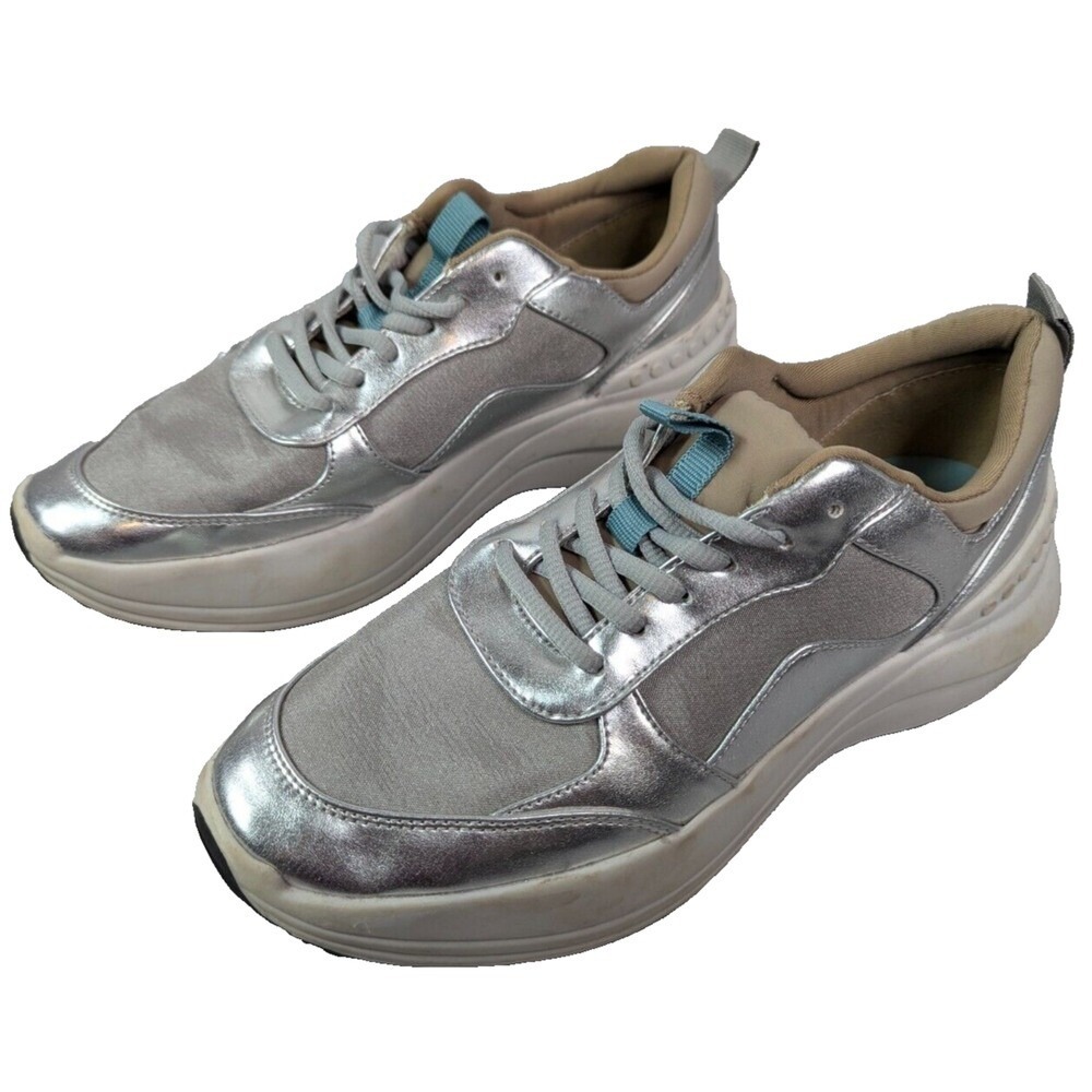 Zara Basic Collection Athletic Shoes‎ Womens 40 EU Silver Running Y2K Metallic